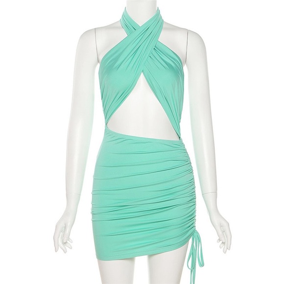 Simple and sexy backless minidress- mint - Picture 4 of 4